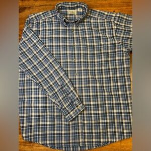 LL Bean Men’s  Blue Plaid Button Down  Flannel Shirt Size L Reg